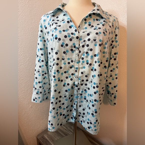 💕Sag Harbor Button Down, Polka Dot Blouse. Size 3X - Picture 1 of 8